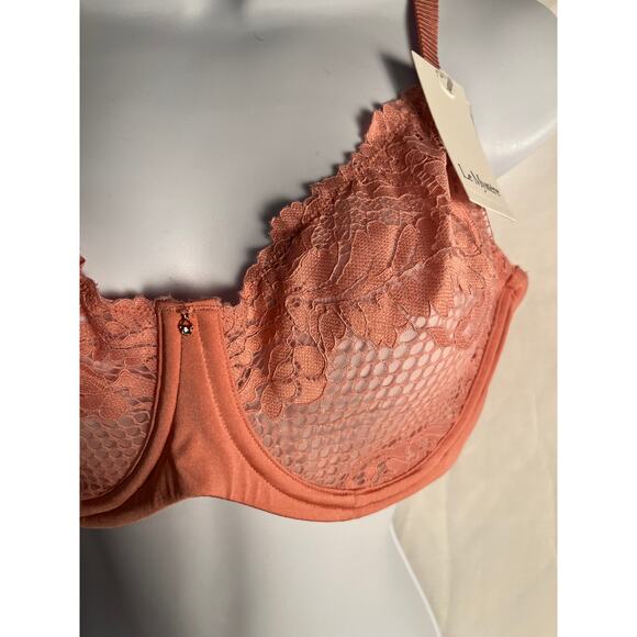 NWT Le Mystere Lace Underwire Bra Pink Floral Full Support Women’s 34F - Picture 2 of 4